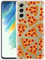 Hoesje Geschikt voor Samsung Galaxy S21 FE Pizza Party