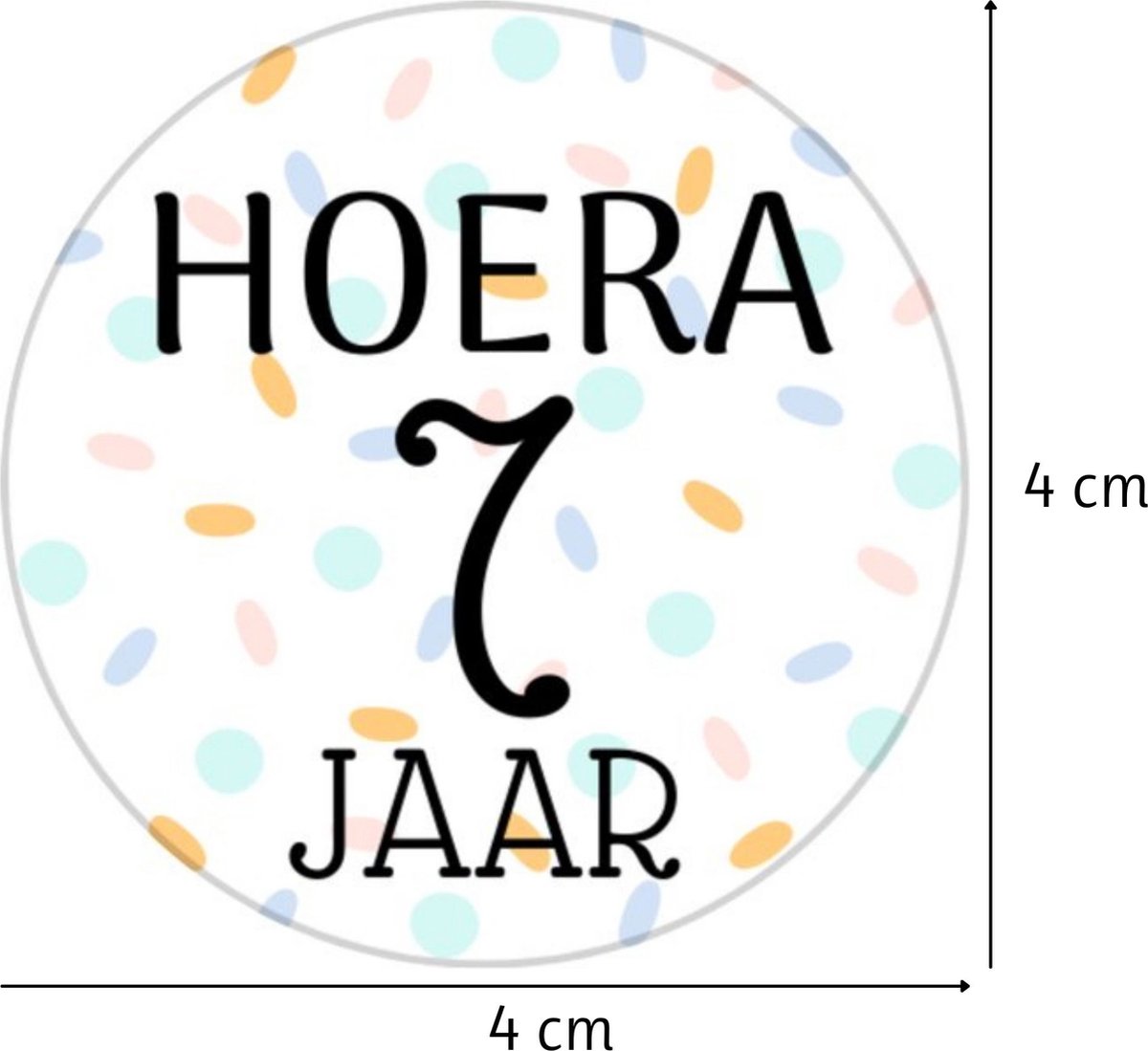 Traktatiestickers Hoera 7 Jaar - Stickervel - Cadeausticker - Wensetiket - Rond 40 mm - Sluitsticker - 20 stuks - Wit Pastel Groen Geel Roze Groen Blauw Paars Confetti - Sticker 7e Verjaardag - Kinder Traktatie - Basisschool Kinderfeestje Feest — afbeelding 4