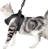 Kattentuigje | Zwart Kattenharnas | Easy Step In | Kattenriem | Kattenlijn | Kattentuig |