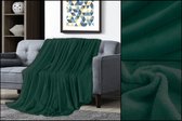 Fleece deken - 200 x 220 - XXL model - Deken - Perfect voor thuis op de bank - Donkergroene uitgaven - Extra zacht - Dubbellaags - LUXURIOUS LIVING - Dekentje - Fleece - 100% micro