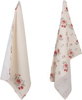 Theedoek Set 50*70 cm Creme 100% Katoen Rechthoek Bloemen Vaatdoek Keukendoek Schotelvod