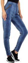 Holala legging blauw jeanslook met rits S/M