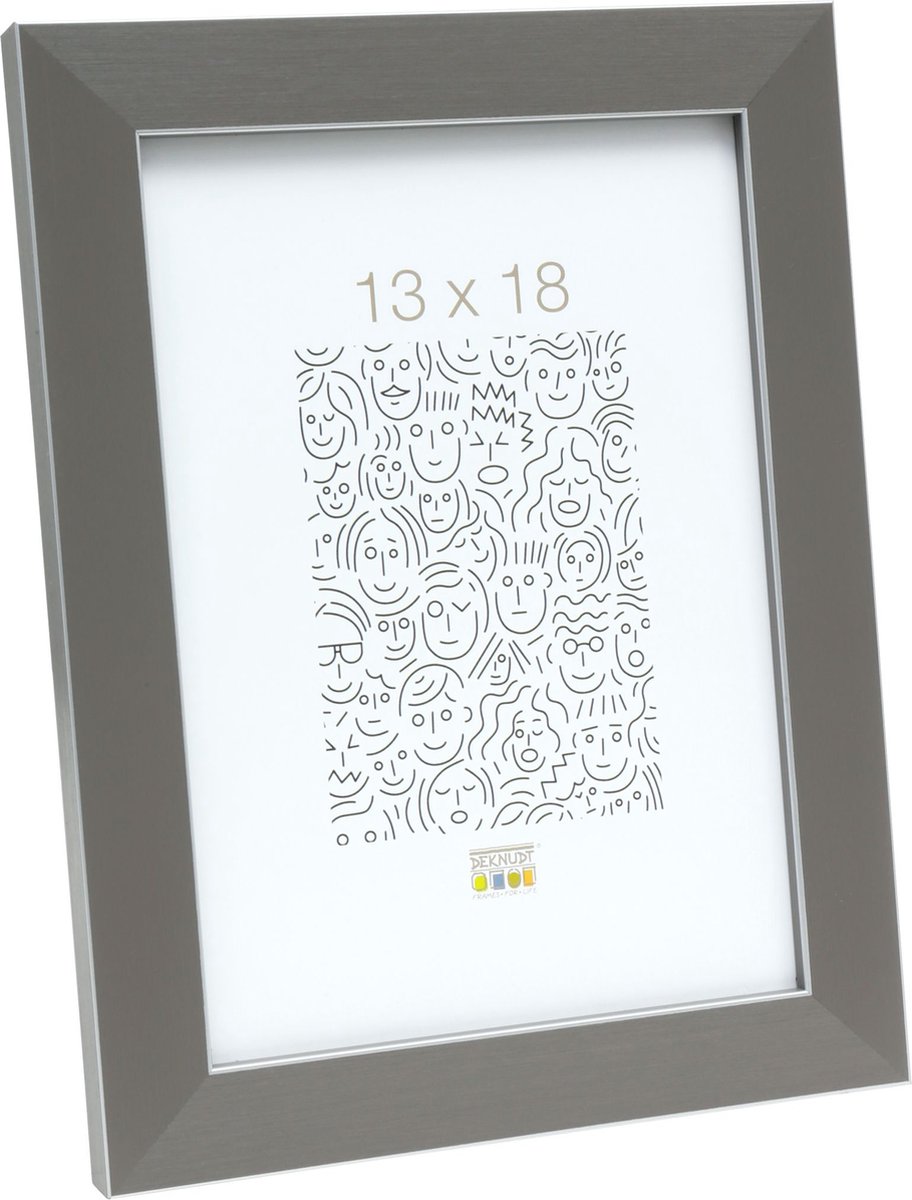 Deknudt Frames Fotolijst - Grijs met zilverbies - S41VK7 - 13x18 cm