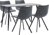 vidaXL 5-delige Eethoek kunstleer zwart