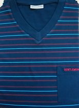 Gentlemen heren pyjama Single jersey, Maat XXL, Streep marine/rood, V-hals