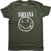 Nirvana Heren Tshirt -XL- White Smiley Groen