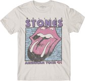 The Rolling Stones Heren Tshirt -L- American Tour Map Creme