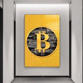 Wallyard - Glasschilderij Bitcoin - Wall art - Schilderij - 60x90 cm - Premium glass - Incl. muur bevestiging