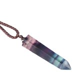 Fluoriet Edelsteen Hanger Met ketting - Natuursteen - 40 mm - Edelstenen Sieraden - Obelisk