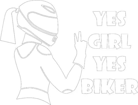 Yes Girl Yes Biker sticker - Auto stickers - Laptop sticker - Auto accessories - Sticker volwassenen - 15 x 12 cm - Wit - 108