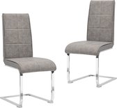 Medina Eetkamerstoelen 2 st kunstleer lichtgrijs