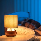 Relaxdays tafellamp rond - touch schemerlamp - nachtkastlamp - tafelverlichting - E14 - koperen