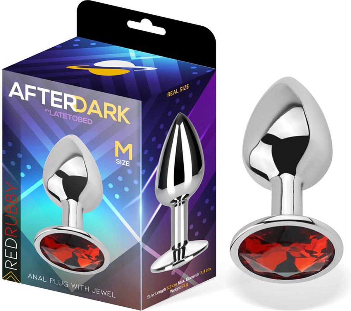 Goedkoopste AFTERDARK - Butt Plug With Jewel Red Rubby Size M Aluminium
