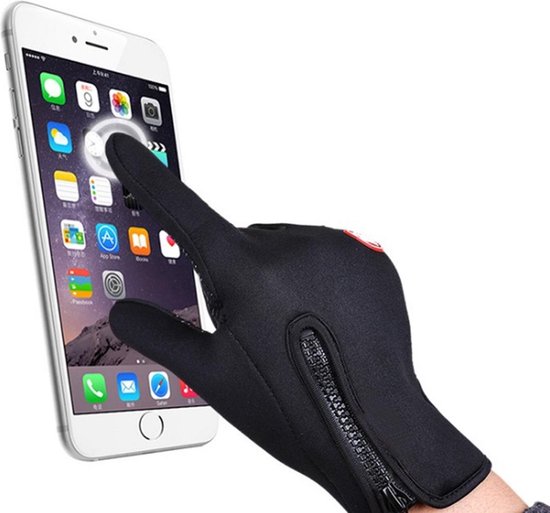 Luxe Winter Handschoenen Met Touch Tip Gloves - Fietshandschoenen Touchscreen Gloves - Voor Fiets/Scooter/Sporten/Wandelen - Winddicht Met Heerlijk Warme Fleece Voering -  Winterhandschoenen - Voor Heren - Large - Grijs