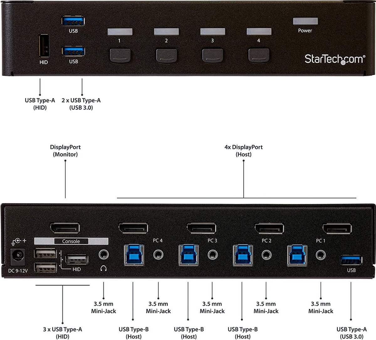 StarTech 4-Poorts DisplayPort KVM Switch - USB 3.0 - 4K 30Hz