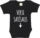 Rompertjes baby met tekst - Verse satésaus - maat: 80 - korte mouw - baby - rompertjes baby - romper - rompers - rompertje - rompertjes - stuks 1 - zwart