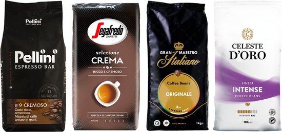Proefpakket koffiebonen van 4 bekende A-merken - Probeerpakket koffie om  verschillen... | bol.com