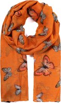 Dunne Sjaal met Vlinders - 180x85 cm - Oranje