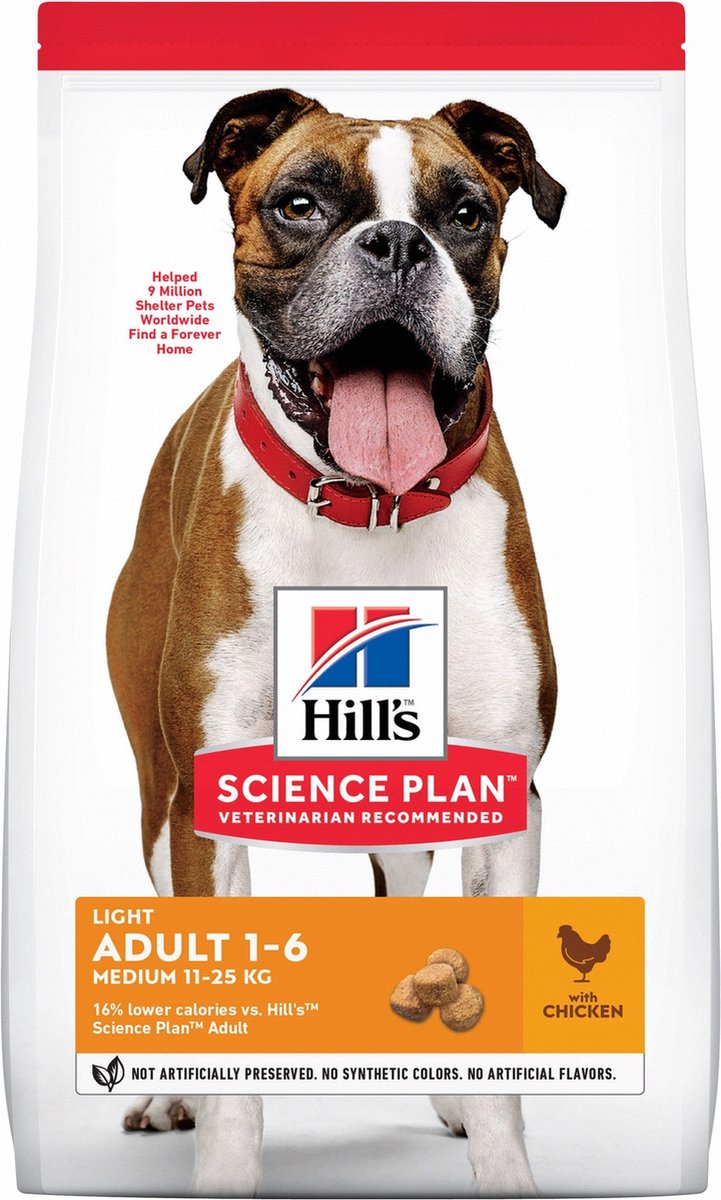 Hill's Canine Adult Light Medium - Hondenvoer - Kip 2.5 kg