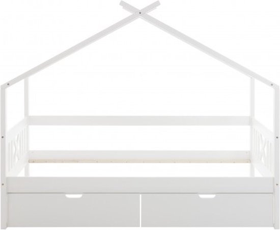 Huisbed - 90x200 cm - met 2 bedlades - wit