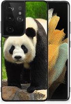 Smartphone Hoesje Geschikt voor Samsung Galaxy S21 Ultra Bumper Hoesje met Zwarte rand Panda