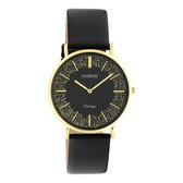 OOZOO Vintage series - goudkleurige horloge met zwarte leren band - C20186 - Ø36