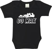 Romper - Go max ! - maat: 92 - korte mouw - baby - formule 1 - max verstappen - red bull racing - zwangerschap aankondiging - rompertjes baby - rompertjes baby met tekst - rompers - rompertje - rompertjes - stuks 1 - zwart