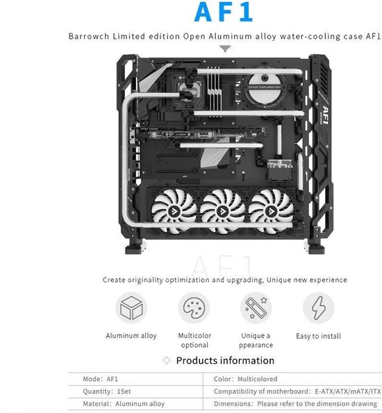 Open pc-behuizing, ATX/M-ATX/ITX Open chassis, testplatformbehuizing voor verticale overclocking, open rek doe-het-zelf handgreep, aluminium profiel 20 x 20 (rood
