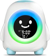 Merkloos - Kinderwekker - Slaaptrainer voor Kinderen - Digitale Wekker - 5 Kleuren - Optionele Alarmgeluiden  - Tijd, Temperatuur