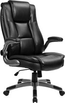 BASET  Leren Bureaustoel | Ergonomische Gamestoel - Zwart - Stoelen met wieltjes - Luxe bureaustoel