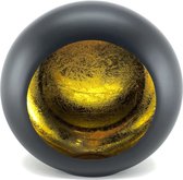 Marrakech Egg Holder Round - Zwart Goud - 25x12x25 cm - Windlicht  zwart - Lantaarn zwart - Windlicht zwart -  Windlicht metaal - Hangend & Staand - Lantaarn voor binnen & buiten -