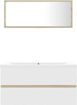 Bathroom Furniture Set White Chipboard and Sonoma Oak Colored