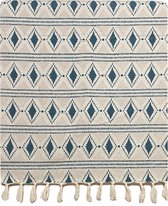 Lantara Boho - Grand foulard Sprei - Petrol Ecru - 160x250cm - Katoen