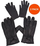 SK handschoenen heren - handschoenen heren winter thermo - leer- 2 stuks - L - zwart