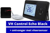 VH Control Echo Wifi - Zwart - Draadloze wifi thermostaat - programmeerbaar - Type RS - Opbouw ontvanger met vloersensor max 3000W