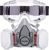 Na & Um - Halfgelaatsmasker - Respirator - Hergebruikbaar - Stofdicht -tegen Stof, Verf, Gas, Chemicaliën met Veiligheidsbril en Deeltjesfilters