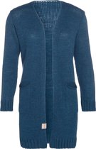 Knit Factory Ruby Gebreid Vest Petrol - Gebreide dames cardigan - Middellang vest reikend tot boven de knie - Donkerblauw damesvest gemaakt uit 10% wol, 5% Alpaca, 10% viscose en 75% acryl - 40/42 - Met steekzakken