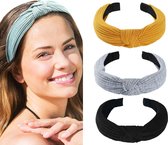 3 Stuks Dames Haarbanden - Haarband met knoop - Kleur 8 - Haarband volwassenen - Vrouwen - Dames - Tieners - Meiden - Dans - Yoga - Hardlopen - Sport - Haaraccessoires