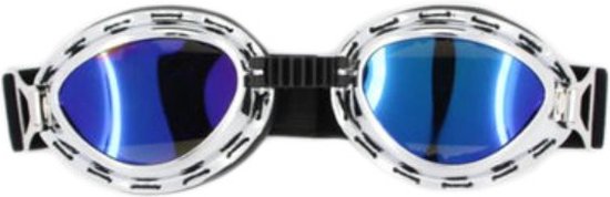 Chrome steampunk motorbril multi kleur glas