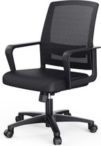 BASET  Mesh Bureaustoel | Ergonomische Gamestoel - Zwart - Stoelen met wieltjes - Luxe bureaustoel - Stof