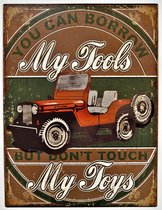 2D Metalen wandbord "My Tools, My Toys" 33x25cm