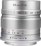 7artisans - Cameralens - 55mm F1.4 voor Panasonic/Olympus M43 vatting, zilver