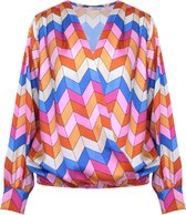 Blouse Maren - Satijnen Blouse met All-over Print - Veelkleurig