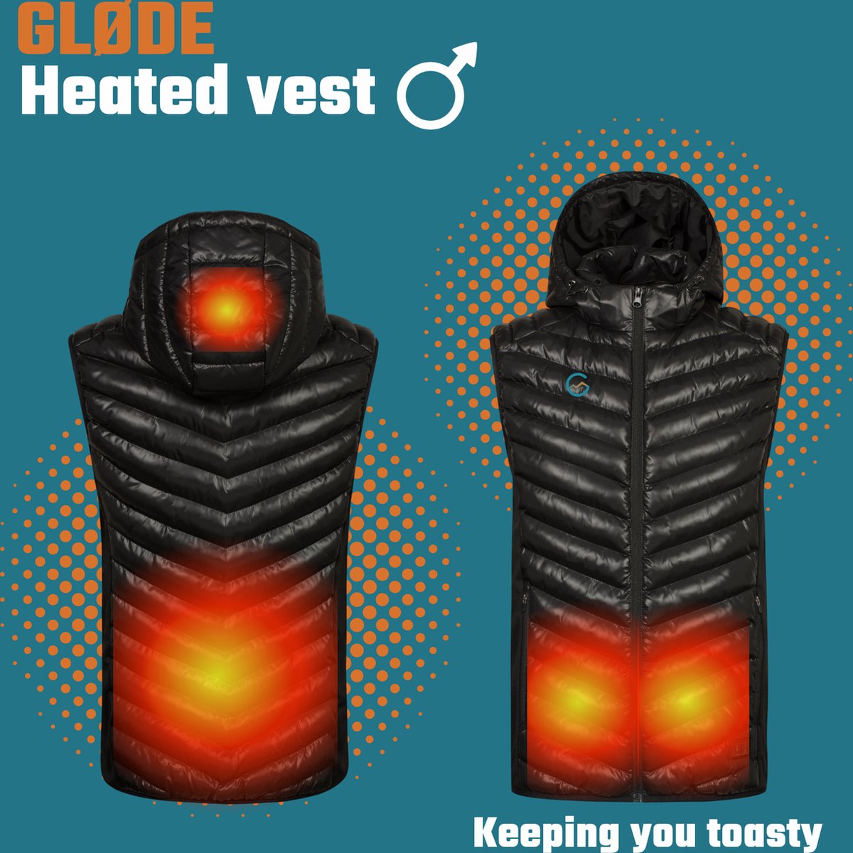 GLØDE Elektrische Verwarmde Kleding Bodywarmer heren vest met accu