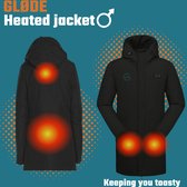 GLØDE Elektrische Verwarmde Winterjas Parka Heren Zwart Maat S Incl. Powerbank