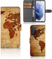 Telefoonhoesje Geschikt voor Samsung Galaxy S22 Plus Wallet Bookcase Wereldkaart