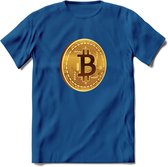 Bitcoin Coin - Crypto T-Shirt Kleding Cadeau | Dames / Heren / Unisex | Bitcoin / Ethereum shirt | Grappig Verjaardag kado | BTC Tshirt Met Print | - Donker Blauw - XL
