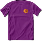 Bit-Coin - Crypto T-Shirt Kleding Cadeau | Dames - Heren - Unisex | Bitcoin / Ethereum shirt | Grappig Beleggen Verjaardag kado | Cryptocurrency Tshirt Met Print | - Paars - S