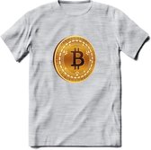 Bitcoin Coin - Crypto T-Shirt Kleding Cadeau | Dames / Heren / Unisex | Bitcoin / Ethereum shirt | Grappig Verjaardag kado | BTC Tshirt Met Print | - Licht Grijs - Gemaleerd - 3XL
