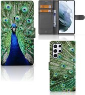 Wallet Book Case Geschikt voor Samsung Galaxy S22 Ultra GSM Hoesje Pauw